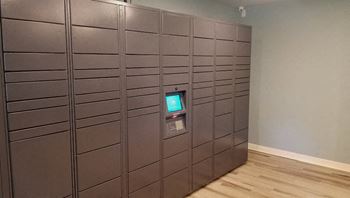 24-Hour package room and hub package locker with touch screen